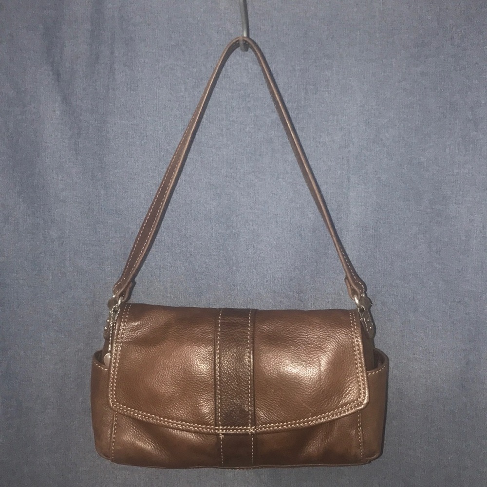 Fossil 1954 Brown Pebbled Leather Bag Flap Closure 75082